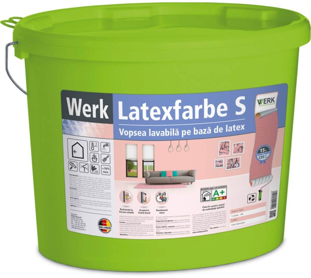 Latexfarbe Satin Vopsea latex satinată, interior, 15l