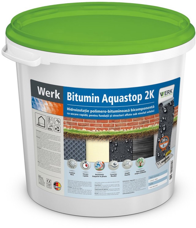 Bitumin Aquastop 2k Hidroizolație bituminoasă, sub nivelul solului, 30l